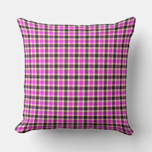 Kariertes Kissen in Pink und Schwarz Tartan