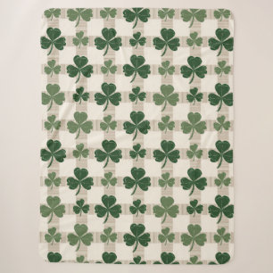 Kariertes Kleeblatt St. Patrick's Day Fleece Blank Sherpadecke