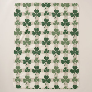 Kariertes Kleeblatt St. Patrick's Day Fleece Blank Sherpadecke