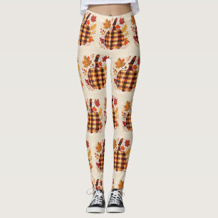 Kariertes Kürbis-Segen Leggings