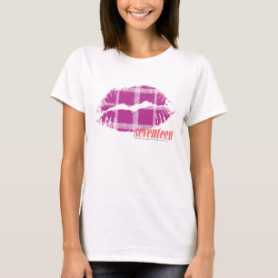 Kariertes Lila T-Shirt
