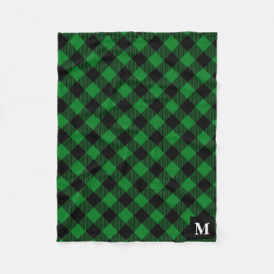 Kariertes Monogramm aus grün und schwarz Buffalo Fleecedecke