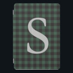 Kariertes Monogramm aus grünem Büffel iPad Pro Cover<br><div class="desc">Classic Green Black Buffalo Tartan Kariertes Vintages Monogramm Case</div>