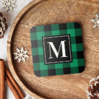 Kariertes Monogramm aus rotem und schwarzem Buffal