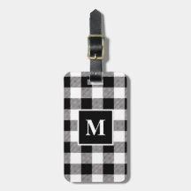 Kariertes Monogramm in Schwarz und Weiß