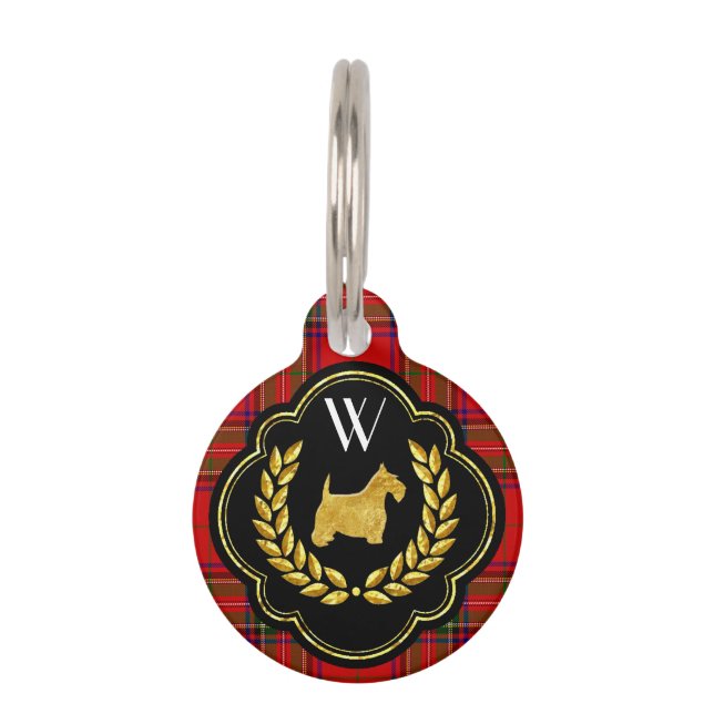 Kariertes Monogramm königlicher Scottie-Stewart Tiermarke (Vorderseite)