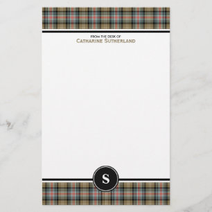 Kariertes Monogramm Sutherland-Clanalter Briefpapier