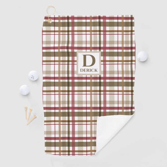 Kariertes Monogramm Tartan Golfhandtuch (Insitu)