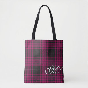 Kariertes Monogramm Totbeutel Tasche
