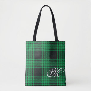 Kariertes Monogramm Totbeutel Tasche