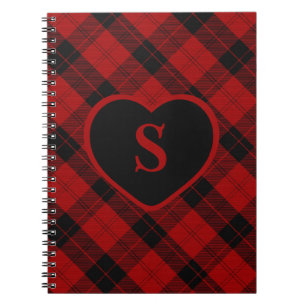 Kariertes Monogramm Weihnachten Roter Buffalo Plai Notizblock