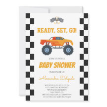 Kariertes Monster-Truck-Baby-Shower