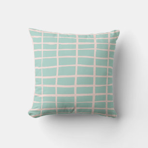 Kariertes Mosaikfliesenmuster Gingham-Karo Mint  Kissen