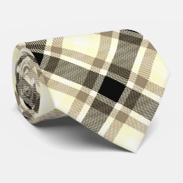Kariertes Muster aus beige, schwarz, weißem Tartan Krawatte