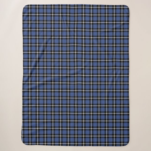Kariertes Muster aus blauem Tartan Sherpadecke (Vorderseite)
