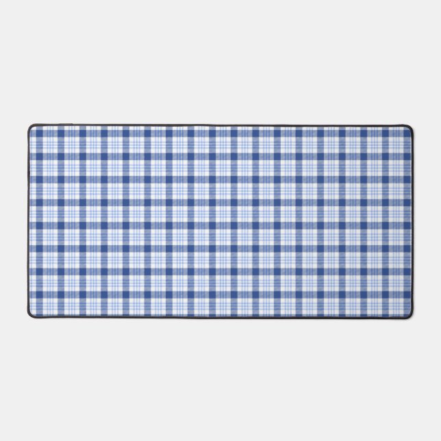 Kariertes Muster aus blauweißem Tartan Schreibtischunterlage (Vorderseite)
