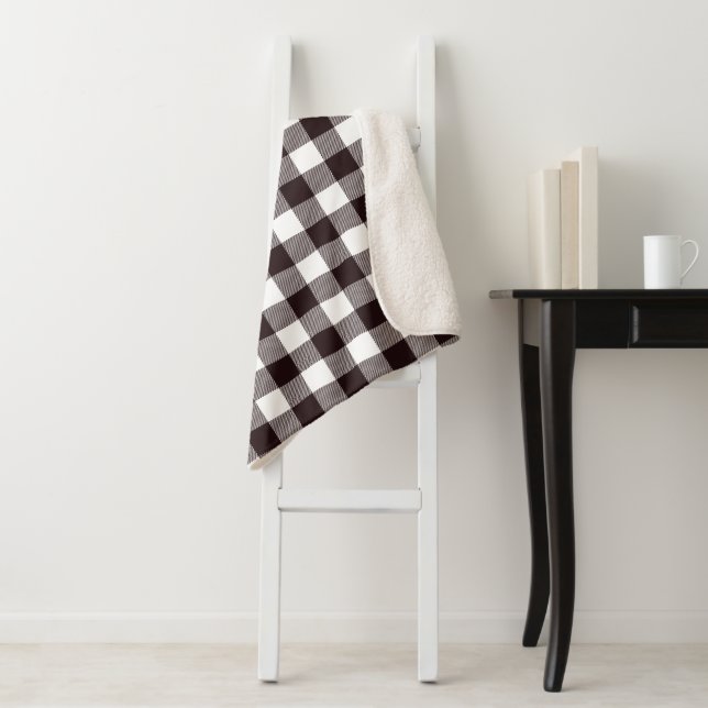 Kariertes Muster aus Gingham, schwarz und weiß, ru Sherpadecke (Beispiel)