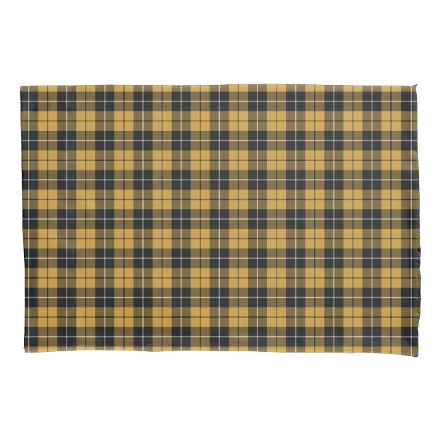 Kariertes Muster aus Gold und Schwarz Kissenbezug (Vorderseite)