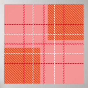 Kariertes Muster aus karierten Stoffen in rosa, bl Poster