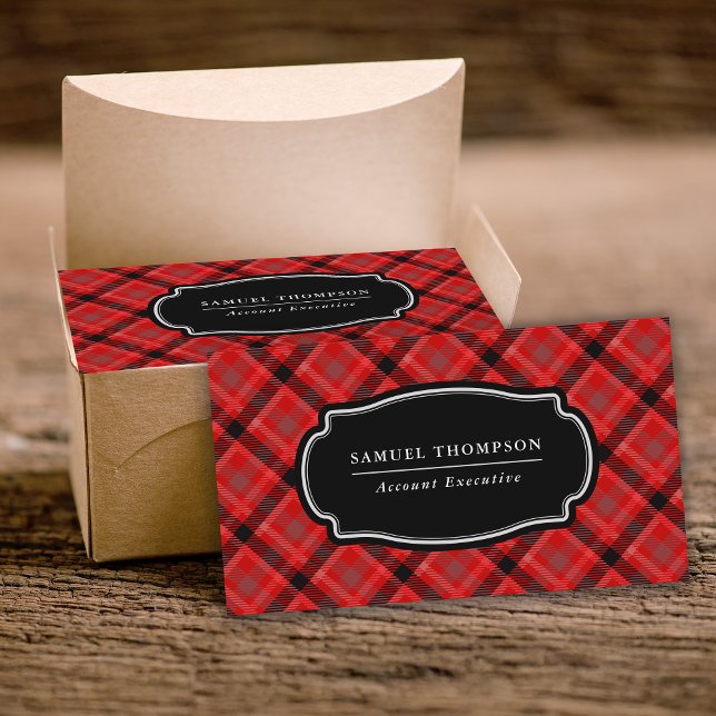 Kariertes Muster aus rotem und schwarzem Tartan Visitenkarte (Von Creator hochgeladen)