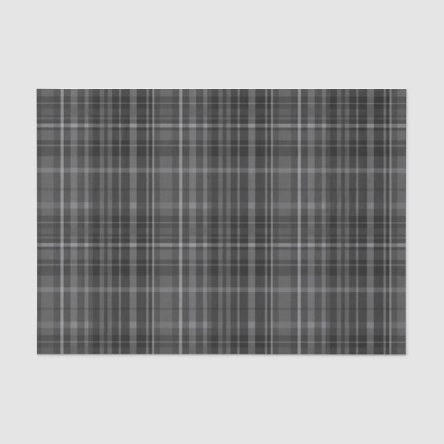 Kariertes Muster aus schwarzem und grauem Tartan Seidenpapier (Vorderseite)