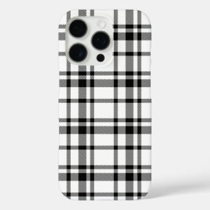 Kariertes Muster aus schwarzem und weißem Tartan iPhone 16 Pro Hülle