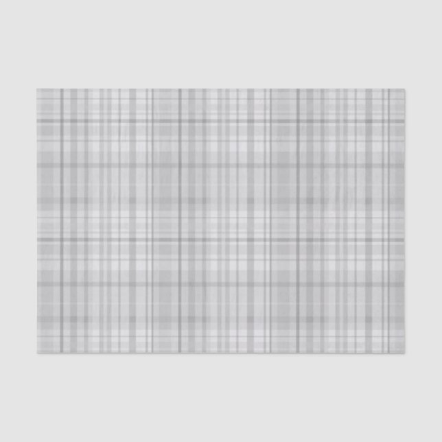 Kariertes Muster aus weißem und grauem Tartan Seidenpapier (Vorderseite)