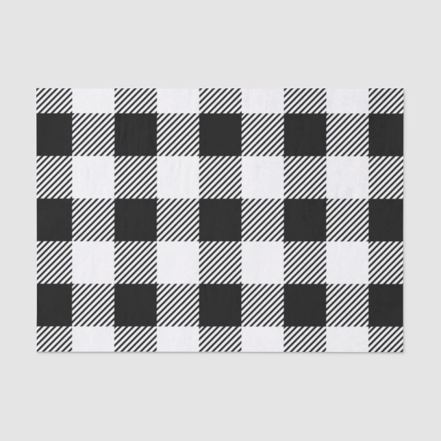 Kariertes Muster B&W Weihnachtsdes klassischen Seidenpapier (Vorderseite)
