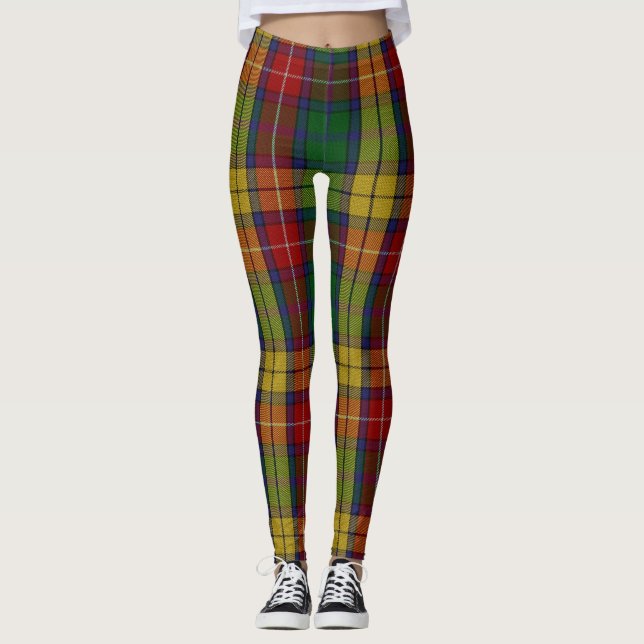 Kariertes Muster des Buchanan Clan Tartan Leggings (Vorderseite)