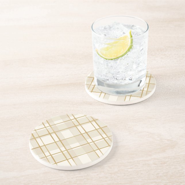 Kariertes Muster des Goldenen Grids Getränkeuntersetzer (Seite)