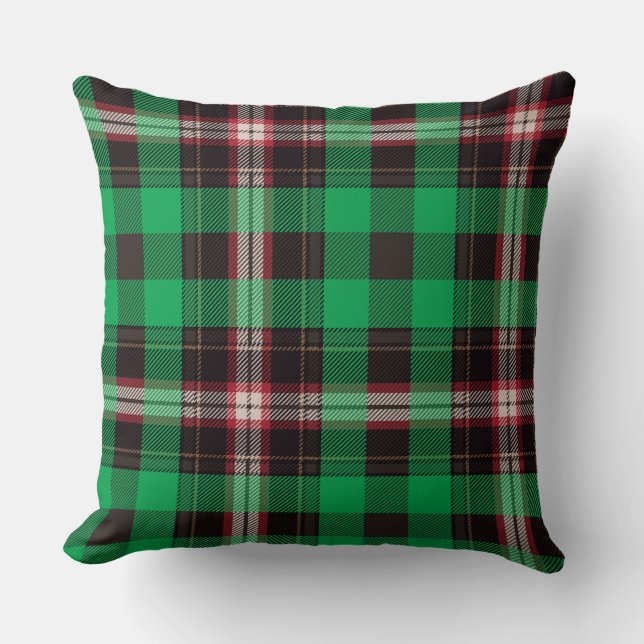 Kariertes Muster des grünen Tartan Kissen (Vorderseite)