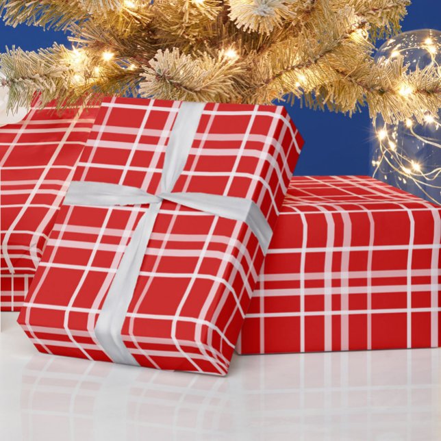 Kariertes Muster für Red White Tartan Geschenkpapier (Von Creator hochgeladen)