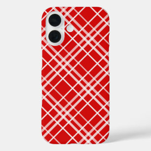 Kariertes Muster für Red White Tartan iPhone 16 Hülle