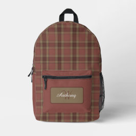 Kariertes Muster für Rost und Tan - Personalisiert Bedruckter Rucksack