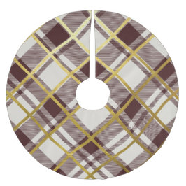 Kariertes Muster in Beige & Dark Red Tartan Polyester Weihnachtsbaumdecke
