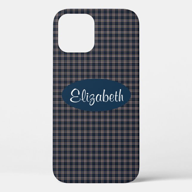 Kariertes Muster in Blau und Beige Case-Mate iPhone Hülle (Rückseite)