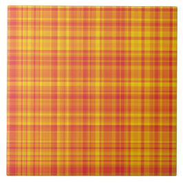 Kariertes Muster in Orange und Gelb Fliese