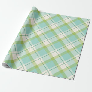 Kariertes Muster in Pastellblau und Grün Geschenkpapier