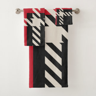 Kariertes Muster in Red Black Buffalo Square Badhandtuch Set