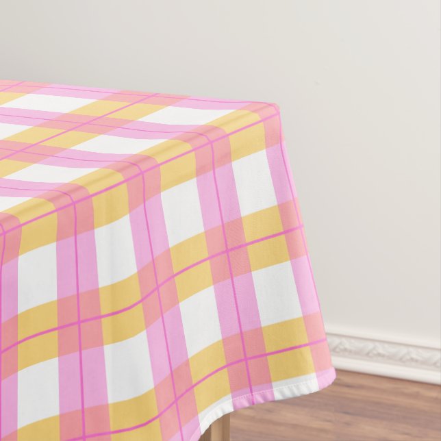 Kariertes Muster in Rosa und Gelb Tischdecke (Beispiel)