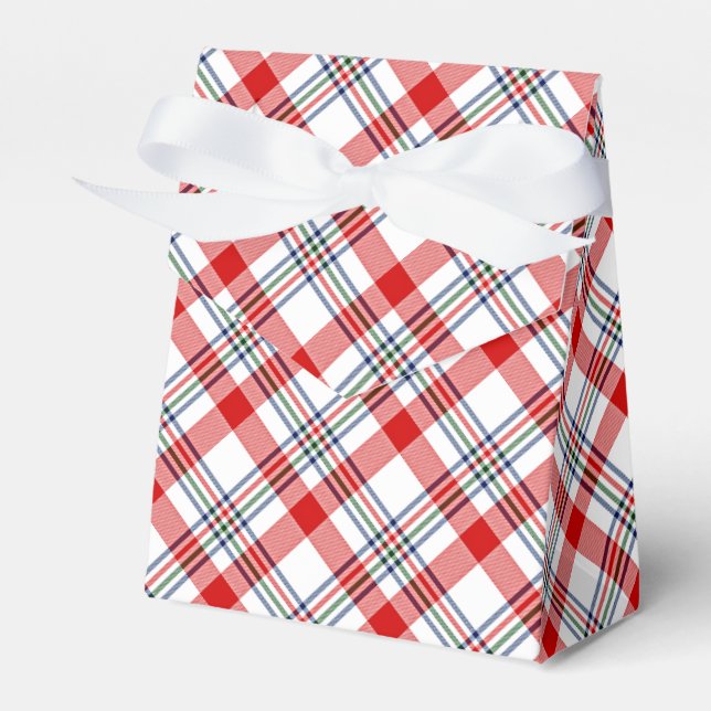 Kariertes Muster in Rot-Grün-Weiß Geschenkschachtel (Vorderseite)