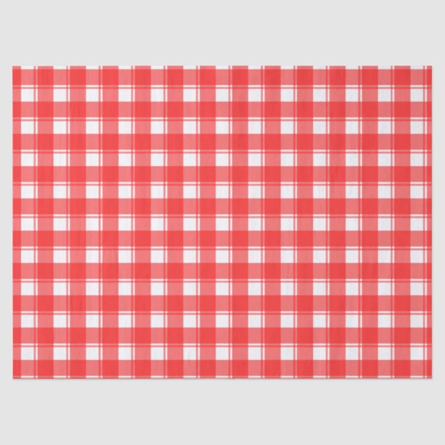 Kariertes Muster-Papiermuster in Rot-Weiß Seidenpapier (Vorderseite)