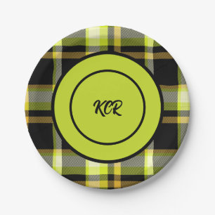 Kariertes Muster-Party aus dem Gelben Tartan Pappteller