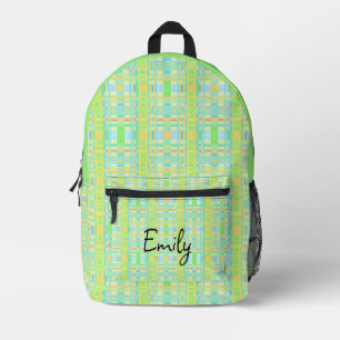 Kariertes Muster Tartan Karo Green Blue Yellow Bedruckter Rucksack