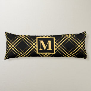 Kariertes Muster und Monogramm Seitenschläferkissen