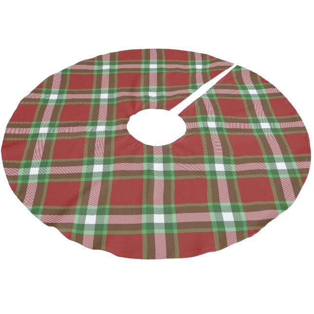 Kariertes  Muster von Cool Red Lumberjack Polyester Weihnachtsbaumdecke (Schrägansicht)
