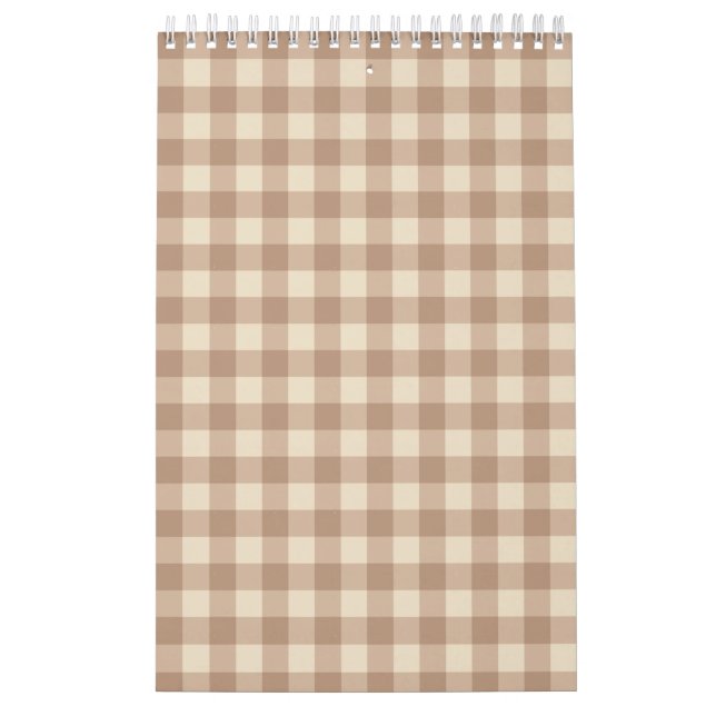 Kariertes Muster von Gingham in Braun und Weiß Kalender (Titelbild)