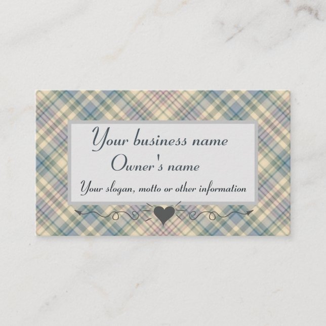 Kariertes Mute Blue Tartan Visitenkarte (Vorderseite)