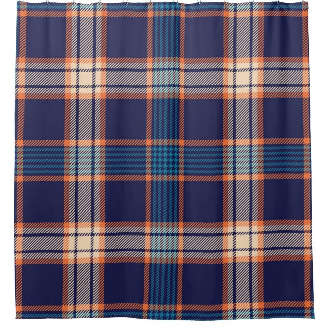 Kariertes Navy-Tartan-Muster Duschvorhang (Vorderseite)