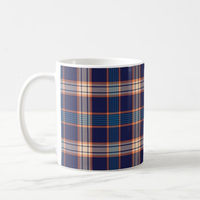 Kariertes Navy-Tartan-Muster Kaffeetasse (Links)